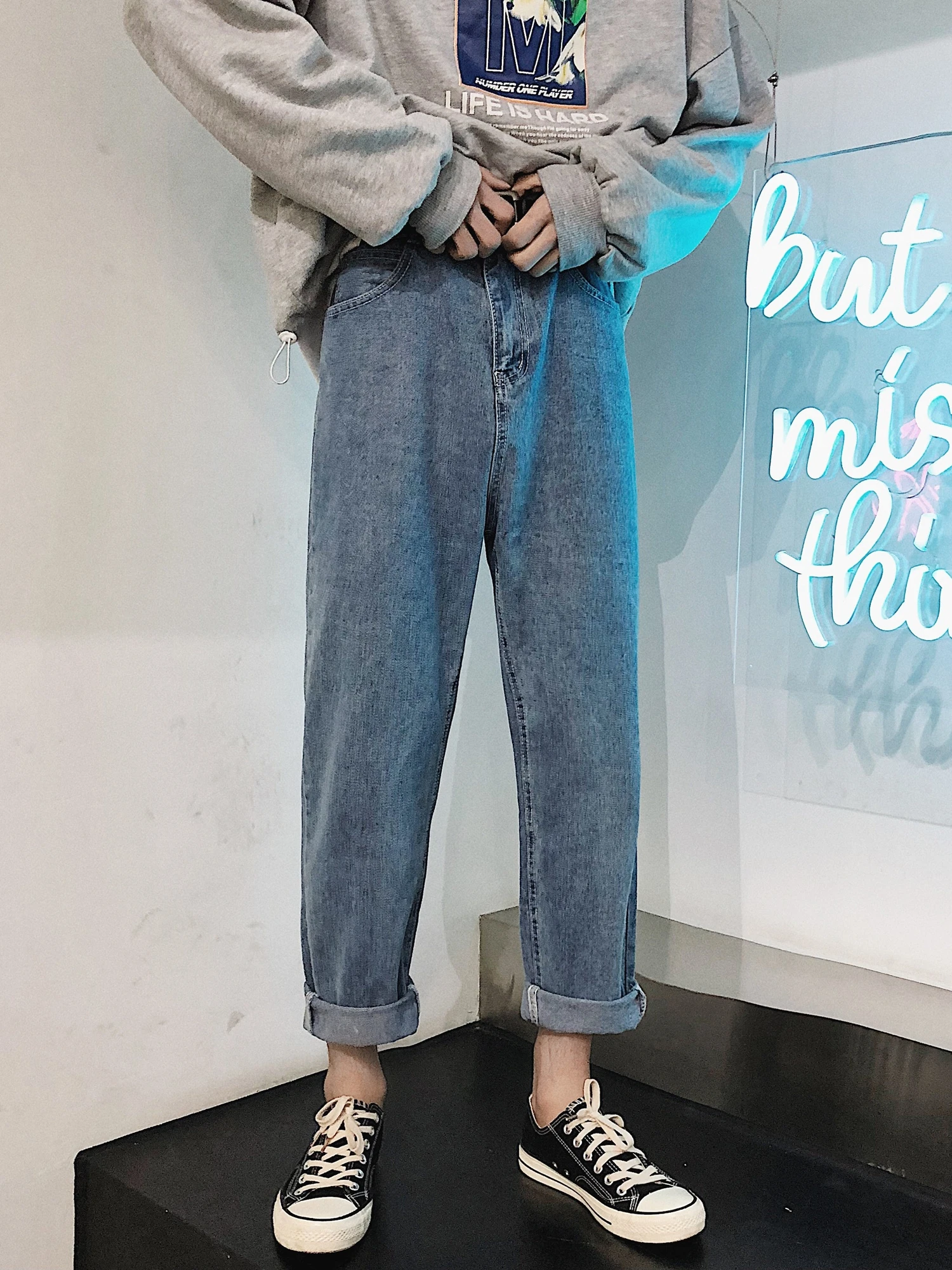 Дешевая новинка осень зима горячая распродажа женские модные повседневные джинсовые брюки MW370