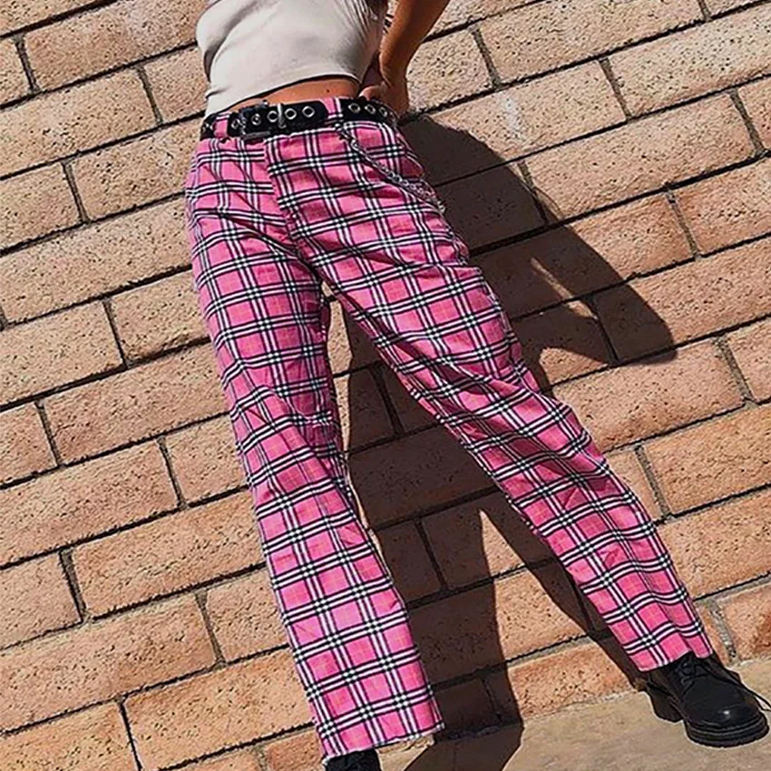 pink checkered pants