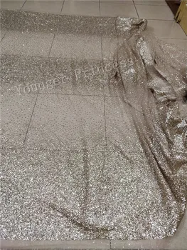 

High Quality Nigerian Lace Fabrics With glitter African French Net Lace Fabric YG-16 rose gold glitter Tulle Mesh Lace Fabric