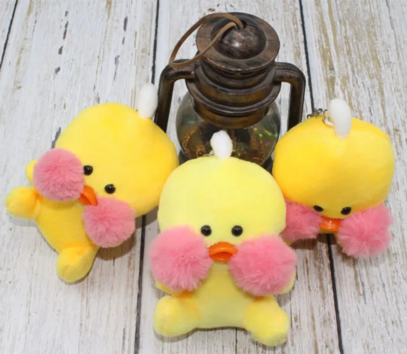 12pcs/lot Plush Keychains Lovely Mini Yellow Duck Keychain Doll Bag Accessory Girls Gift Duck