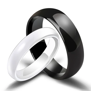 

High Quality Couples' Ceramic Rings White/Black Two Colors Dome Band Scratch Proof for Man and Woman Free Shipping
