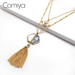 Comiya золотого цвета ожерелье Длинный листик эмаль модные подвески, ювелирные изделия аксессуары корейские ожерелья для женщин сплав цинка