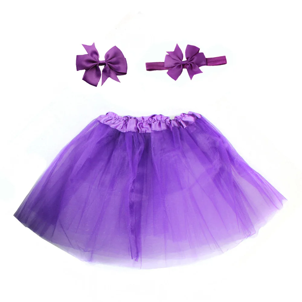 Милая юбка-пачка для новорожденных девочек и повязки на волосы для фотографирования, костюм для малышей, детская одежда, короткая Пышная юбка для малышей, Bebe - Цвет: Фиолетовый