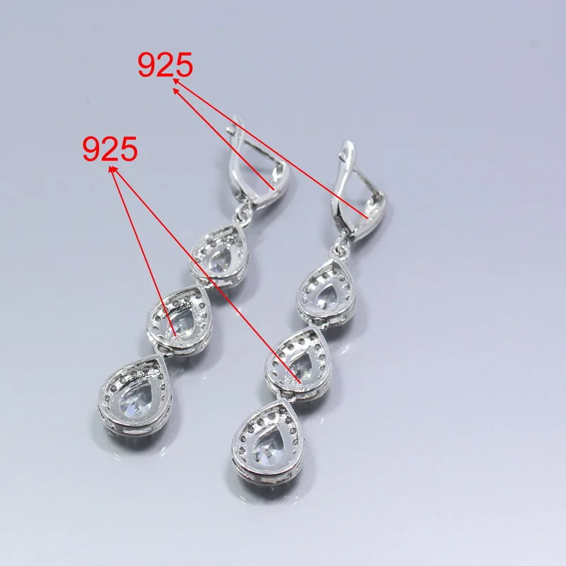 Благородный белый цикроний, Кристалл 925 пробы серебро чудесные украшения наборы для Для женщин кольцо Размеры 6,#7,#8,#9,#10# подарочная упаковка W199