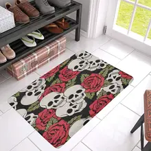 Розы и черепа коврик против скольжения входной коврик пол ковер крытый/передней двери домашнего декора, резиновая основа Большой 30X18 cm