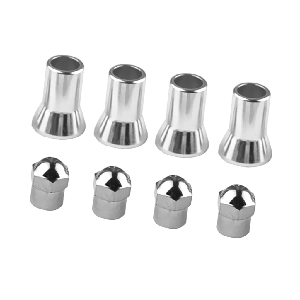 4 Sets TPMS Tire Valve Stem Caps & Sleeve Covers For American Car And Truck Set of Four Chrome Sleeves and Four Chrome Caps