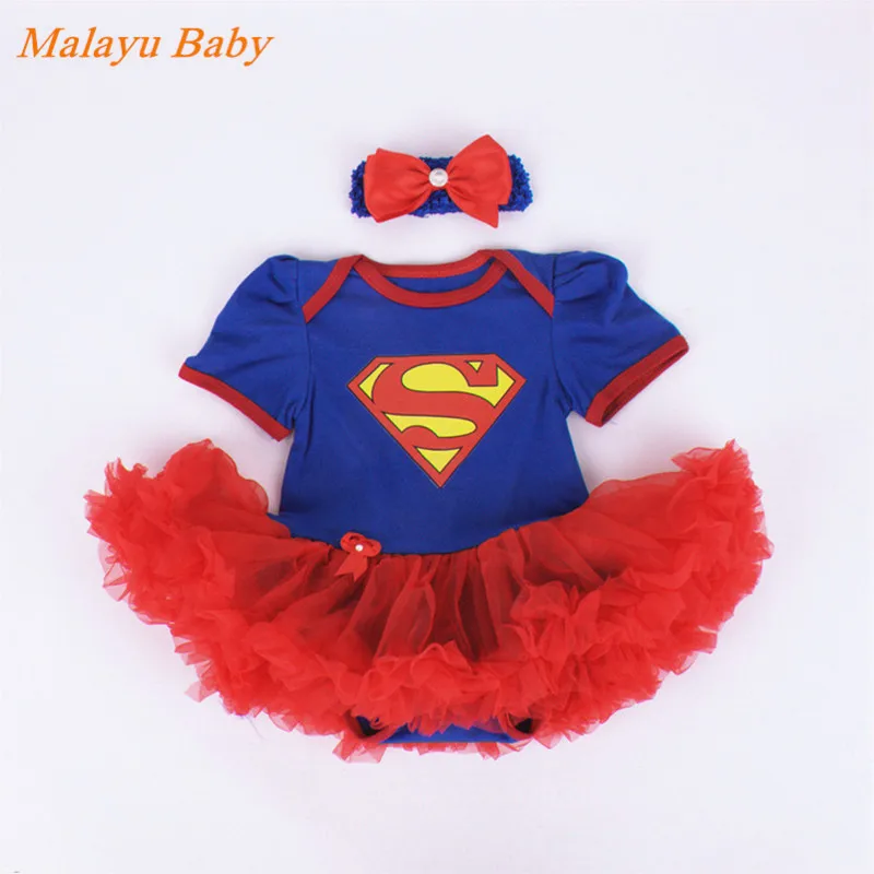 

Malayu baby jumpsuit 2 Halloween dress suit / jumpsuit headband birthday party Christmas superhero Superman Batman 0-18 months
