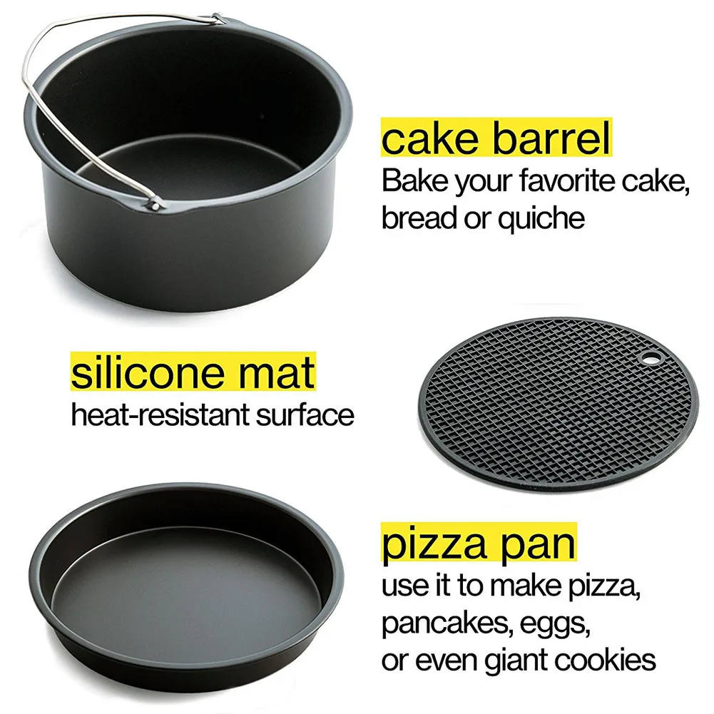 Online Panas Kualitas Tinggi 5 Set Air Fryer Aksesoris untuk Gowise Phillips Cozyna Fit 3.7 5.8QT Kue Barel Pan rak Mat Kit HY99