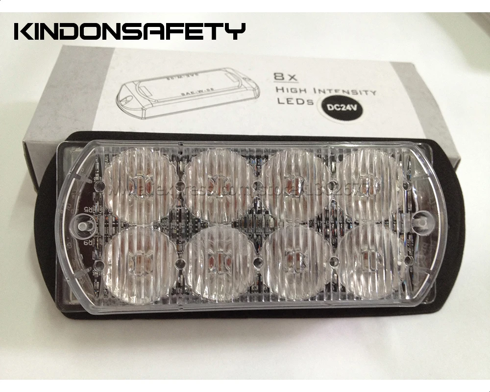 

10pcs Free shipping(amber in stock)! 8W car LED strobelight, lighthead, 8 LED warning light, 26 flash patterns, DC12V, amber LED