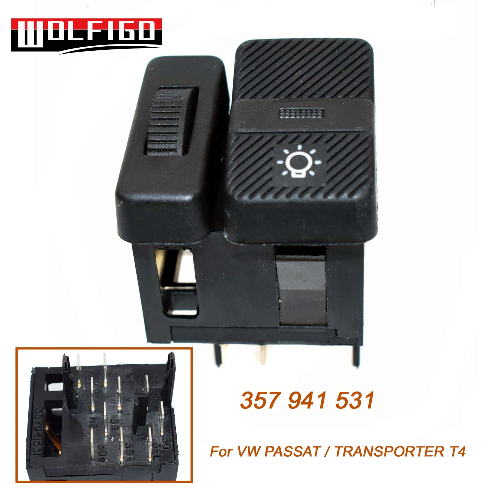 

WOLFIGO Headlight Lamp Dash Switch Button For Volkswagen VW Passat B3 B4 Polo Transporter Eurovan T4 357 941 531 01C,357 941 531