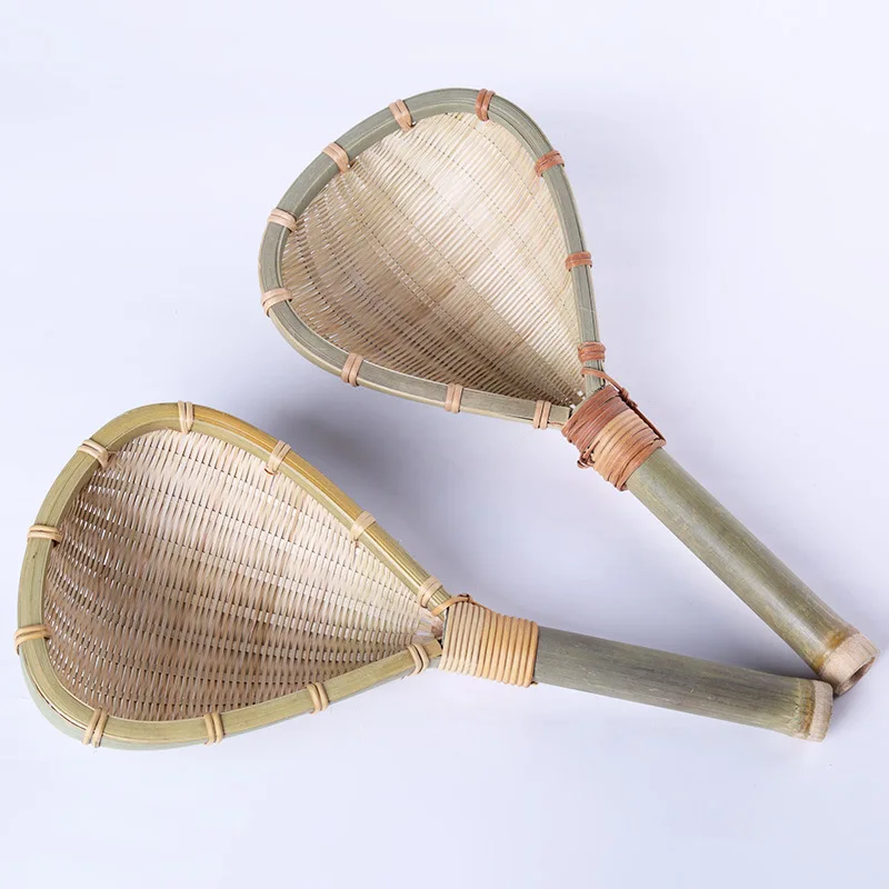 Creative handmade bamboo woven rice spoon kitchen tools long handle colander drain spoon for food household kitchen supplies