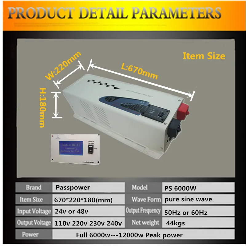 

2016 free shipping off grid inverter 6000w low frequency inverter pure sine wave 24v