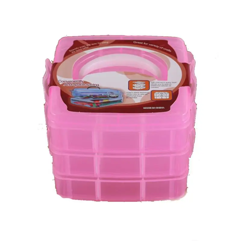 

1pcs New Designed Hot Selling Three-storey Storage Box 18 Lattice Removable Plastic Cover Transparent Jewelry Storage Box