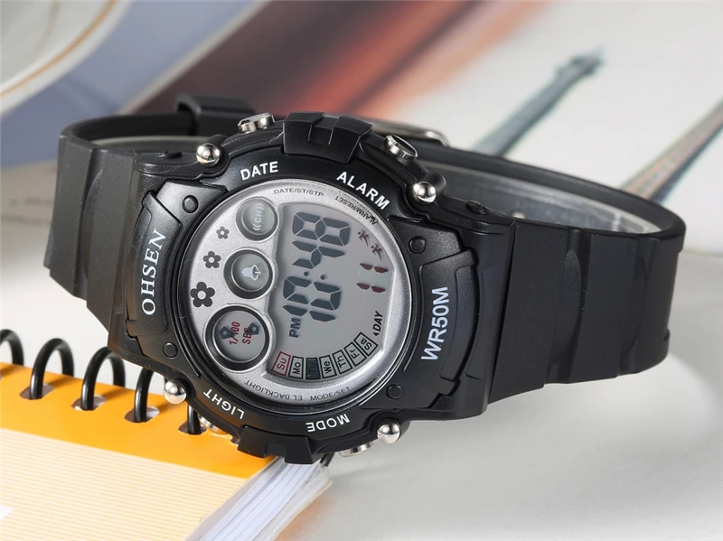 OHSEN Роскошные брендовые Детские спортивные часы 50 м цифровые светодиодные милитари часы Детские Модные Повседневные электронные наручные