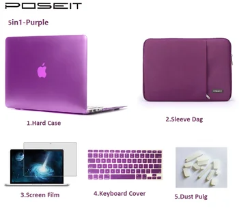 

For Macbook Air 11 13 Pro Retina 12 13 15 TouchBar 13 15 Laptop Case Cover Shell+Sleeve Bag+Keyboard Cover+Screen flim+Dust plug