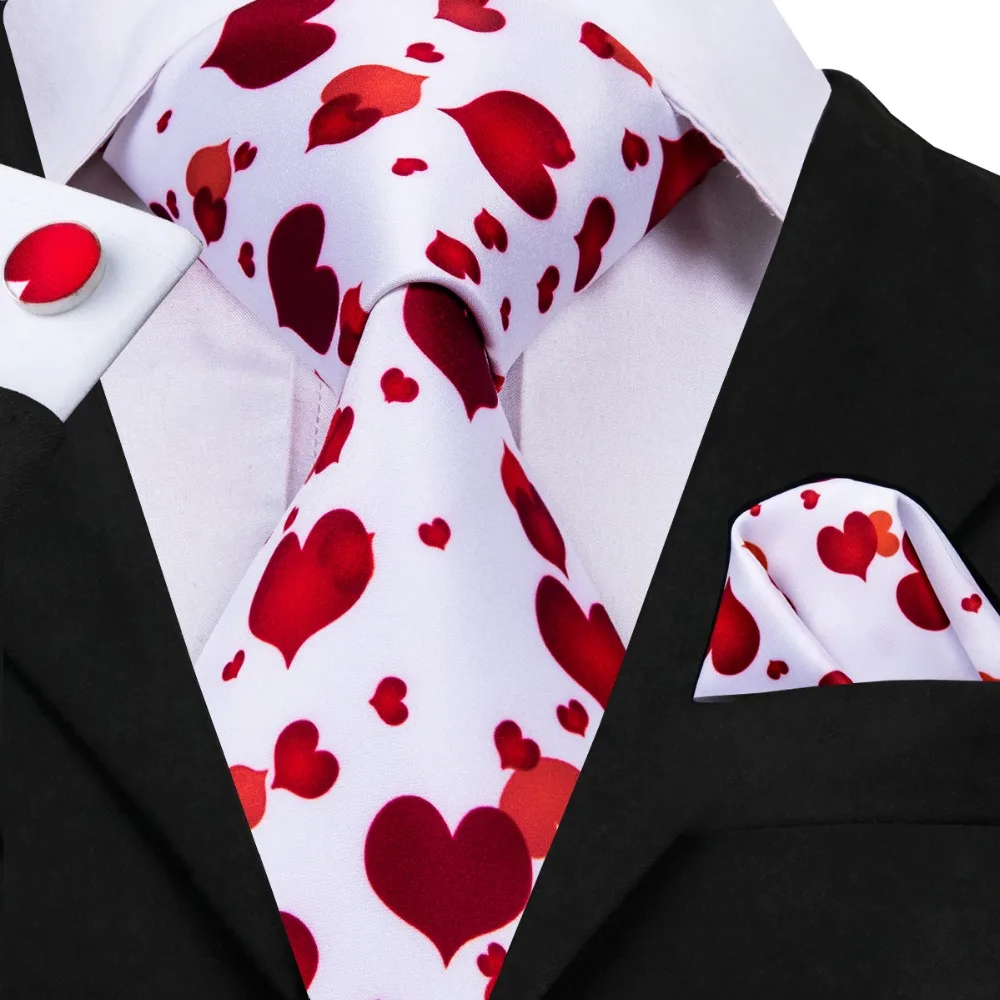 

Hi-Tie Silk Men Tie Set Novelty Red Sweety Lovely Style Tie and Handkerchief Cufflinks Set Men's Wedding Party Suit Fashion Tie