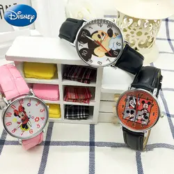 Disney Teen Оригинальные кварцевые детские часы из искусственной кожи с Микки Маусом для девочек с героями мультфильмов студенческие часы