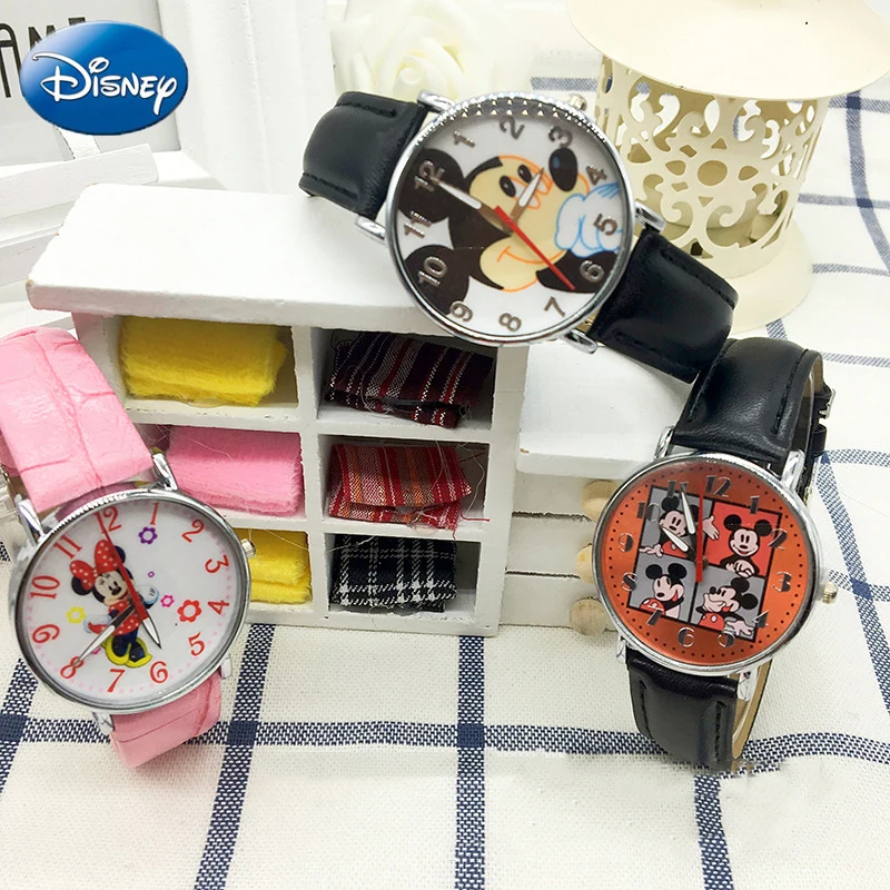

Disney Teen Original Genuine PU Quartz Children FashionMickey Mouse Watchs Girls Cartoon Student WatchWomen Anime Clock