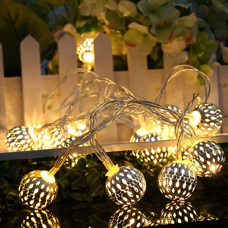 

Decoration String Light LED 5m 28LED Warm white 8 Modes Iron Ball Bulbs Lamp for Ideal Wedding Christmas Tree Party Halloween