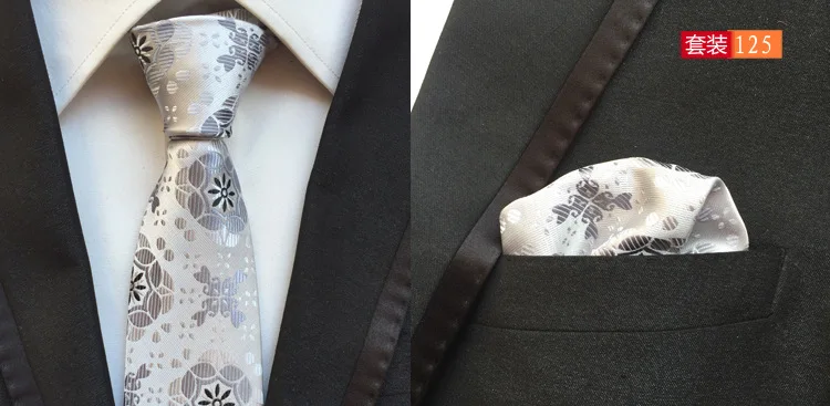 Qxy Мужская мода галстук-бабочка для мужские комплект галстуков костюм карманное квадратное полотенце торжественное платье Галстуки Шелковый узор шеи галстук носовой платок T111 - Цвет: T125