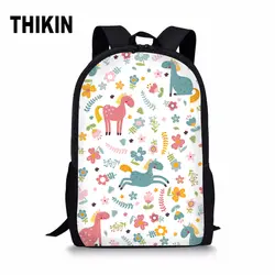 THIKIN детские школьные сумки милый рисунок единорога цветочный Рисунок лошадь шаблон школьный рюкзак для подростков мальчиков девочек