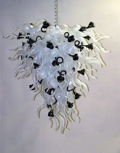 

Dale Chihuly White with Little Black Blown Glass Antique Murano Glass Decorative Chandelier