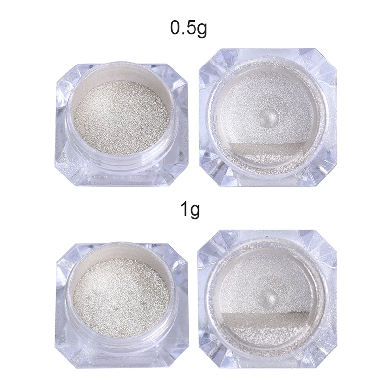1 коробка 1/0. 5 г зеркальный серебристо-черный порошок для ногтей сверкающий хромированный пигмент для маникюра дизайн ногтей блестящая пыль украшение для УФ-геля