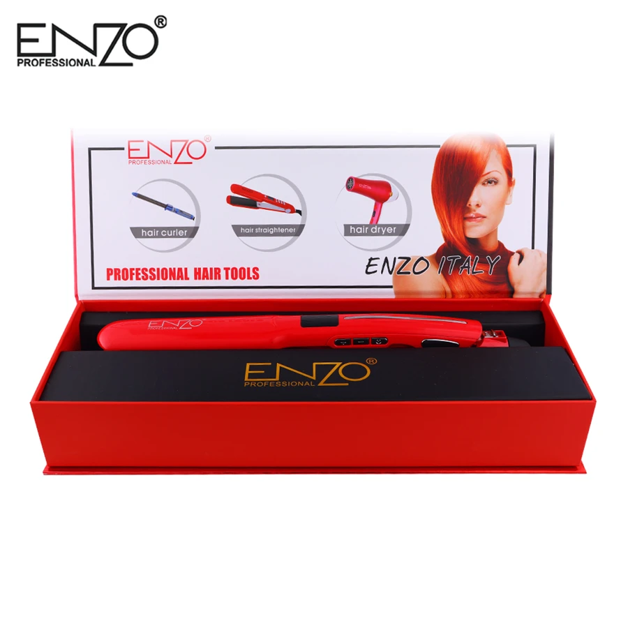 ENZO Professional керамика турмалин ионной Flat Iron ЖК дисплей выпрямитель для волос выпрямляет и кудри с регулируемой темп