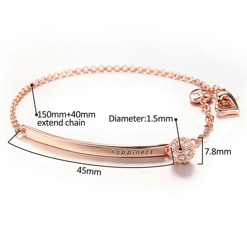 RoseGold 14 Модный кубический цирконий кристалл браслет и браслет золотистого цвета регулируемые браслеты браслет для женщин Свадебные украшения - Окраска металла: RoseGold 14