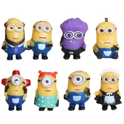 

8PCS/lot Lovely Cartoon Despicable Me 2 Minions PVC Toy 3D Eye Mini Moive Star Figure Toys  Fashion Minion Kids Doll 5cm