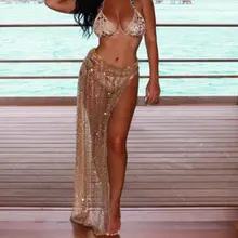 Новые женские летние пляжные вечерние сексуальные прозрачные юбки с блестками