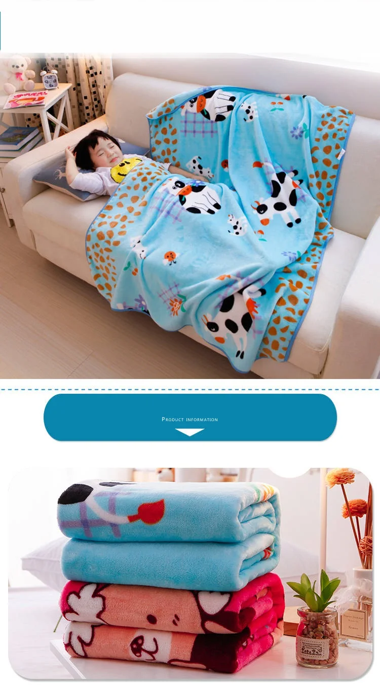 Colcha dos Desenhos Padrão de Vaca Capa de Sono Única Camada Coral Velo Bebê Cobertores Recém-nascido Cama Nap Animados Crianças Cobertor 0-6 Anos 3 cama nap colcha dos desenhos animados padrão