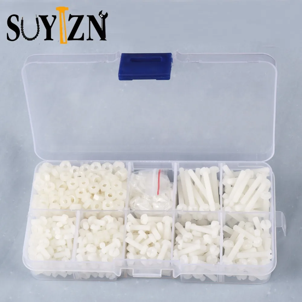 800Pc Plastic Bolt Nut Spacer M3 Bolt Nut Screw Assortment Kit M F Hex