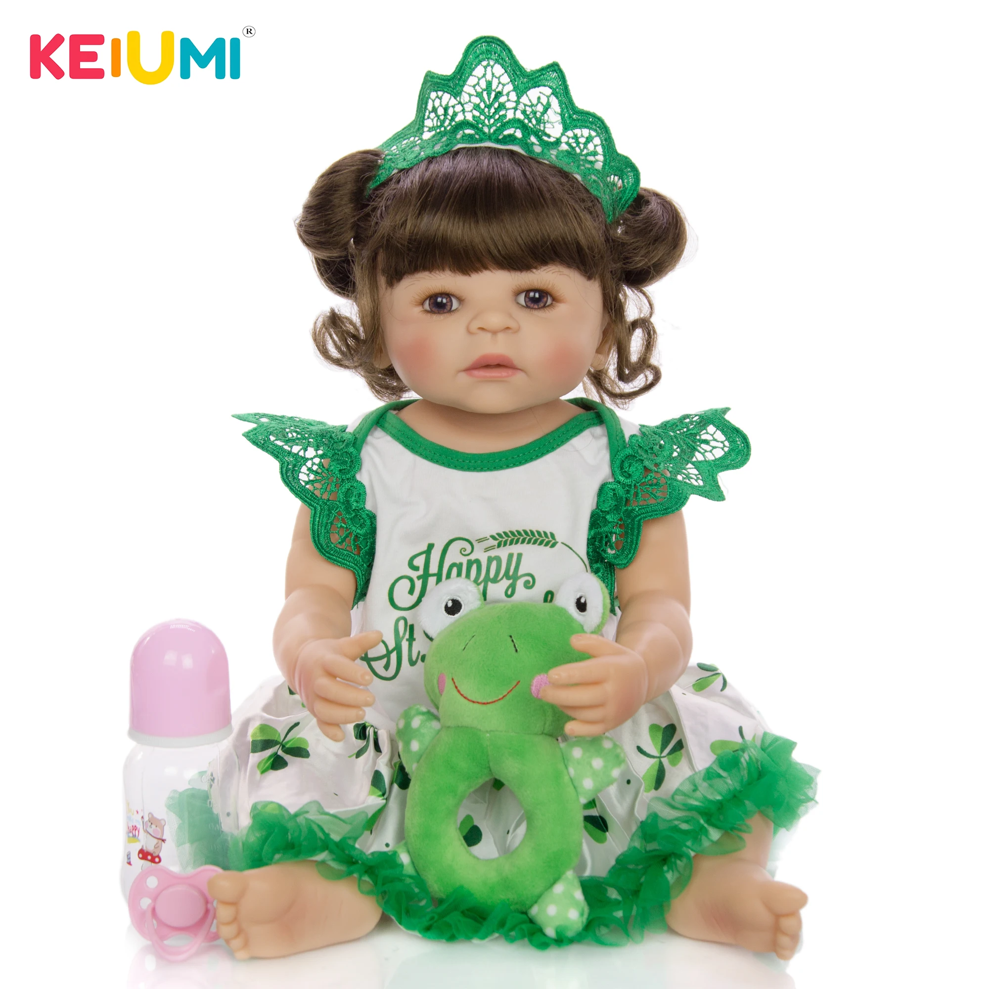 

Fashion 22'' 55 cm Silicone Body Reborn Doll Full Vinyl Lifelike Princess Bebe Doll For Children Xmas Gift Early Education