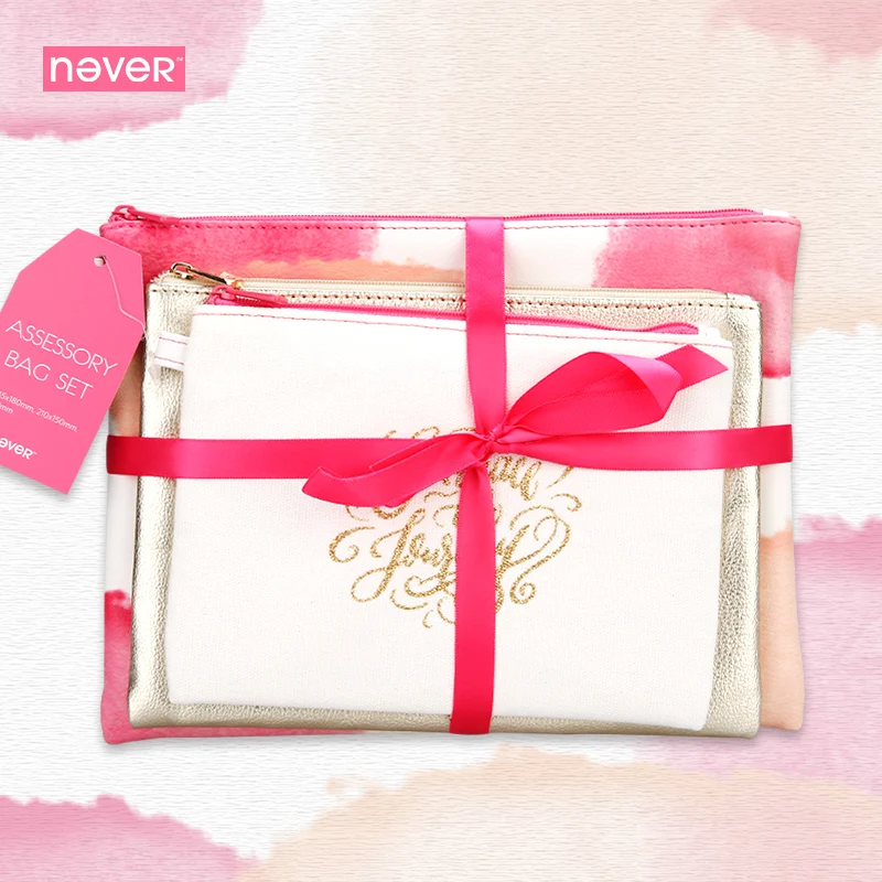Never Watercolor Collection Stationery Sets For Girls Cosmetic Bag Kit Pu Leahter 3 Bags Gift Sets Business Office Accessories Never Watercolor Collection Stationery Sets For Girls Cosmetic Bag Kit Pu Leahter 3 Bags Gift Sets Business Office Accessories