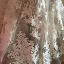 Элегантная кружевная ткань цвета слоновой кости с цветочным рисунком в стиле ретро, расшитая блестками, свадебная кружевная ткань, новая дизайнерская кружевная ткань для свадебного платья, модное платье высокого качества