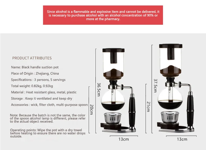 5 copos sifão café gotejamento chaleira filtro