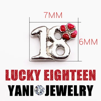 

F535 Free Shipping 20pcs/lot Vintage Silver Lucky Number 18 Charms For Floating Locket