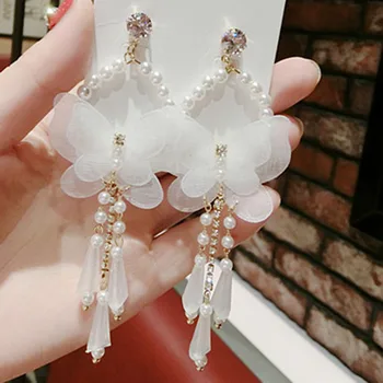 

European, American and Korean fashion chiffon butterfly bride earrings FY18112311