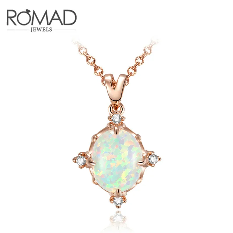 

Creative High Quality Japanese Material Opal Necklace with 8*10 Opal Oval Zircon for Women Girls
