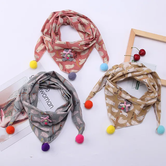 귀여운 만화 프린트와 따뜻하고 편안한 코튼 소재로 어린이를 따뜻하게 지켜주는 겨울 가을 키즈 코튼 스카프