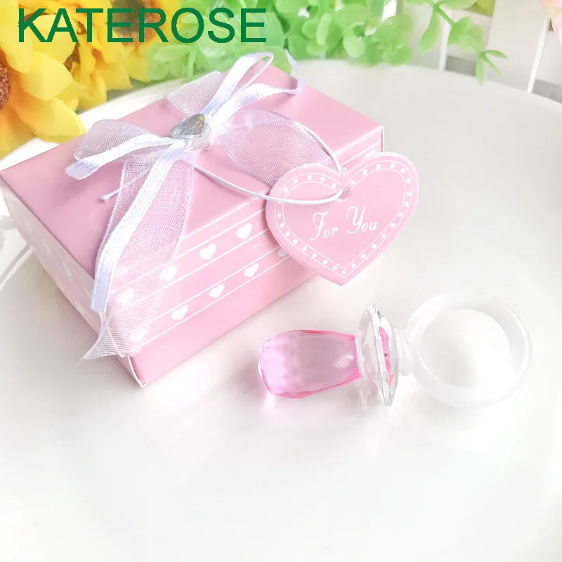 

80PCS Choice Crystal Pink Pacifier Girl Baby Shower Baptism Favors Newborn Christening Party Gift For Guest