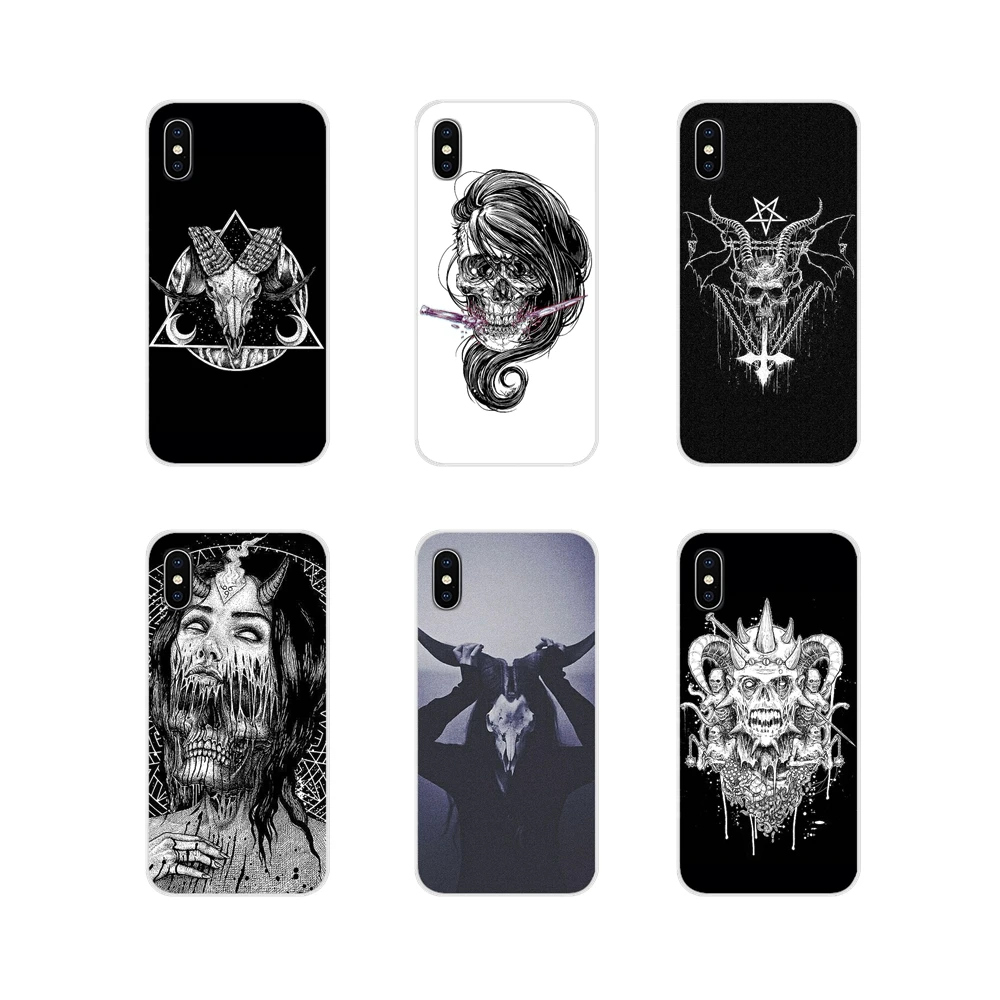 Satanic череп террор дизайн Мобильный телефон чехол для Samsung Galaxy S3 S4 S5 Mini S6 S7 Edge S8 S9 S10
