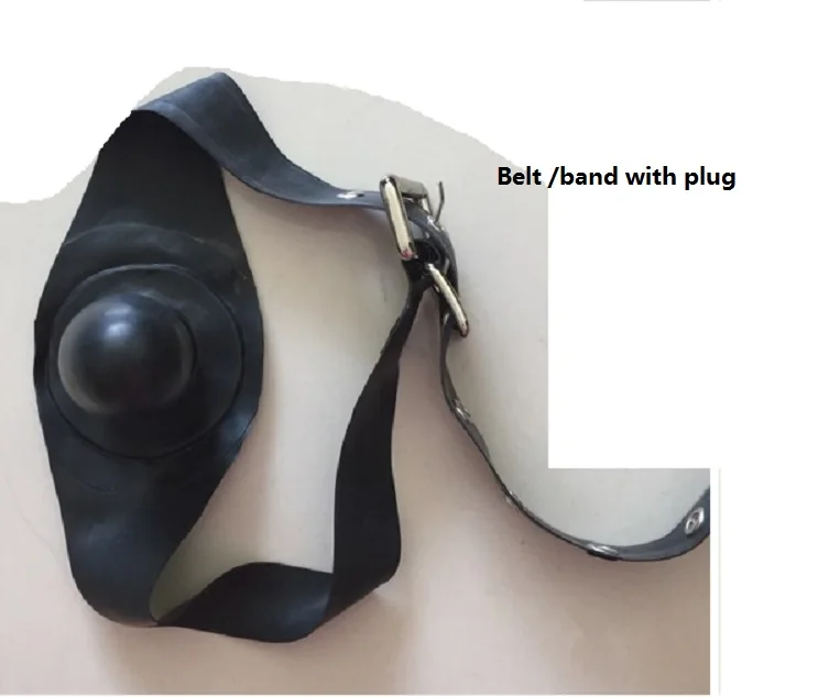 belt with solid gags Латексная Маска бандаж капот Кляпы для рта ушной ремень с твердым кляпом/заглушка - Цвет: belt with solid gags