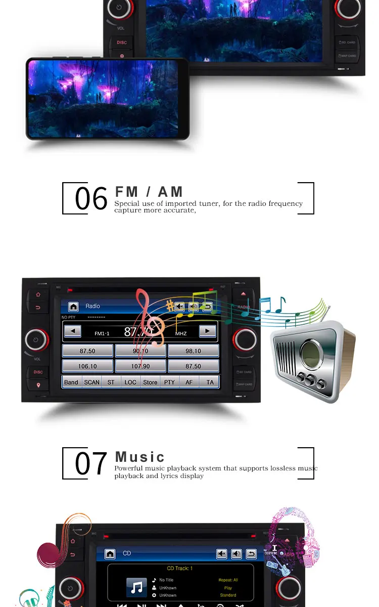 Excellent TOPBSNA Car multimedia Player For Ford Mondeo S-max Focus C-MAX Galaxy Fiesta transit Fusion Connect kuga 2 din Car Radio Stereo 4