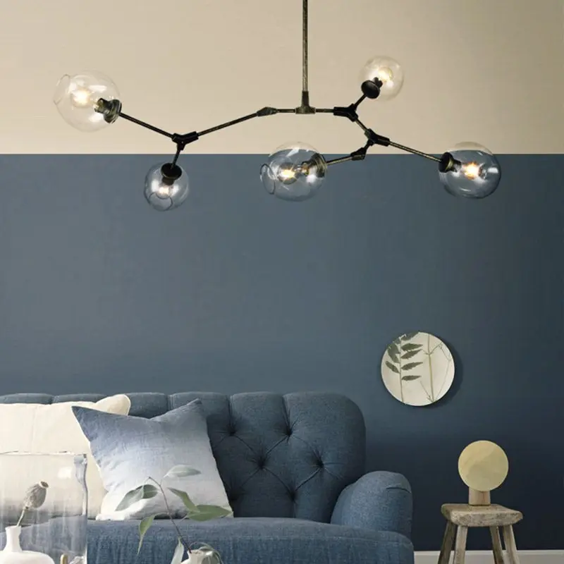 Современные молекулы подвесной светильник люстра блеск led hanglamp черный чердак