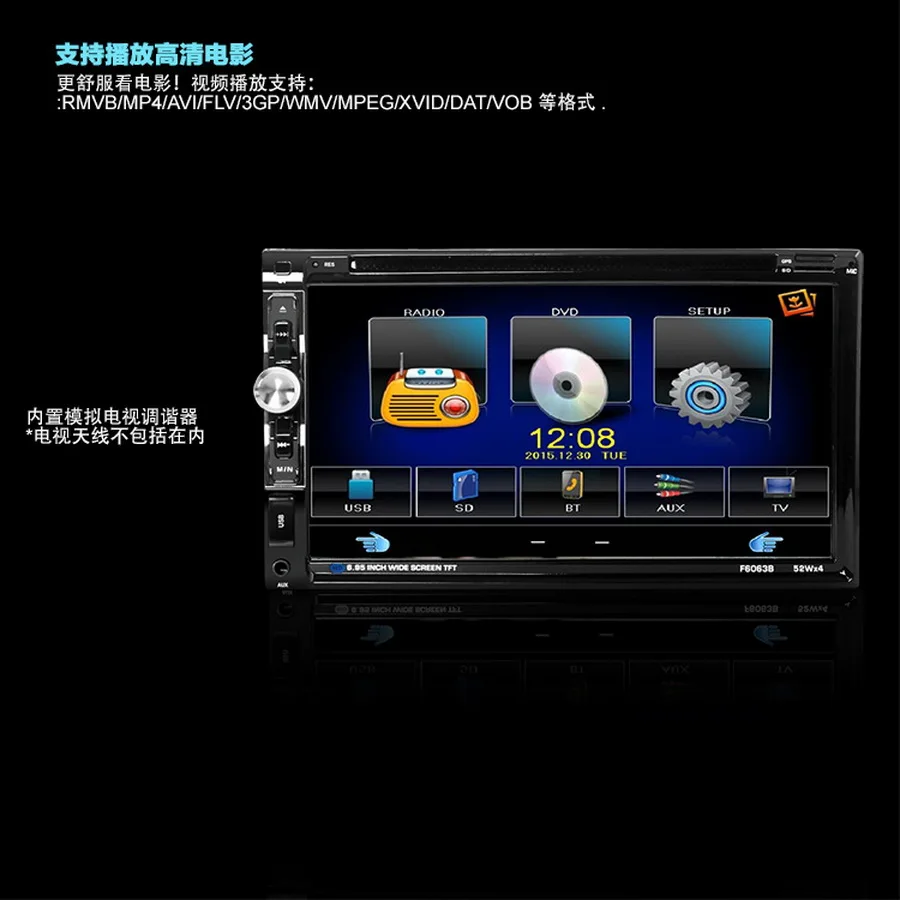 Excellent by DHL or Fedex 5pcs 2 Din Car Radio Double 2 Din Car DVD Player  In Dash Car Stereo Video Free Camera car Multimedia 6063B 2
