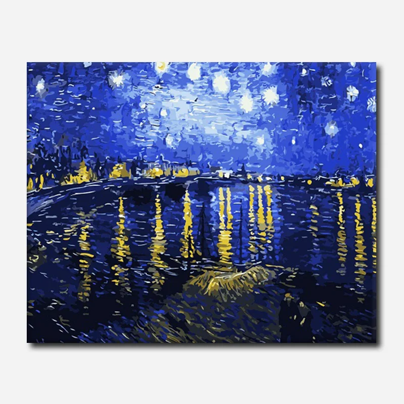 

The Best Pictures DIY Digital Oil Painting Paint By Numbers Christmas Birthday Unique Gift Van Gogh Starry Night