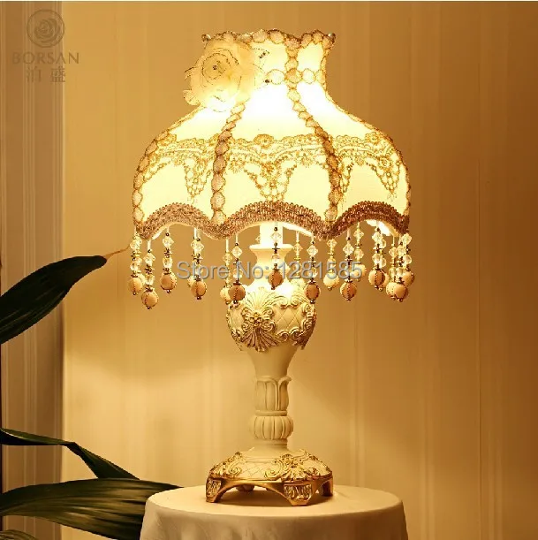 E27 110V/220V Fashion luxury quality table lamp for bedroom, lampshade