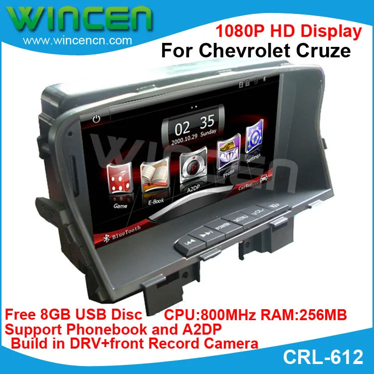 

2013 Newest 1080P 7"Car DVD GPS Player for Chevrolet Cruze 800MHz CPU 512MB RAM build in DVR support phonebook Free 8GB USB Disc